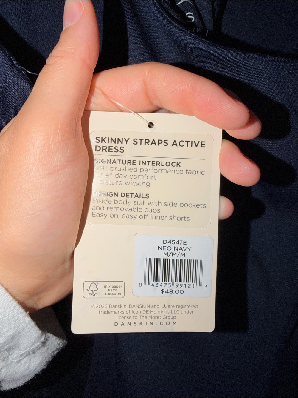 Danskin Skinny Straps Active Dress – Navy – Size Medium – NWT - Picture 4 of 4